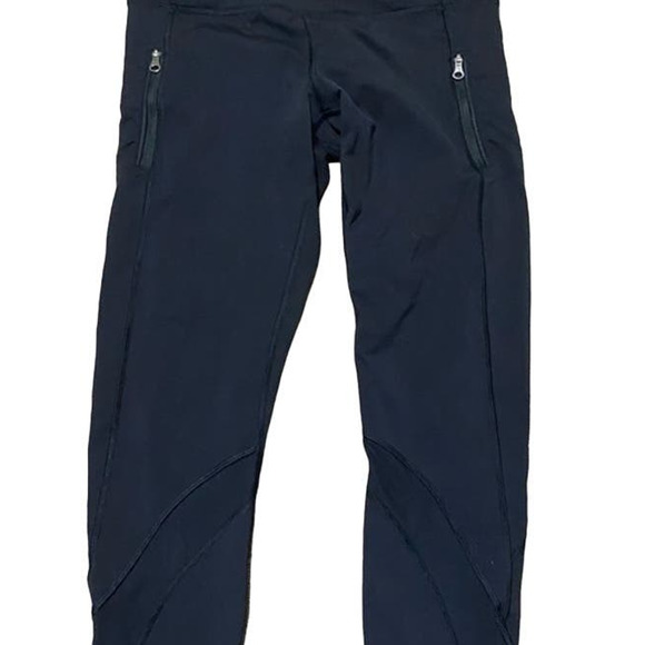 Lululemon Women Size 6 Black Crop Yoga Pants Black Sheer Ankles - Picture 3 of 9